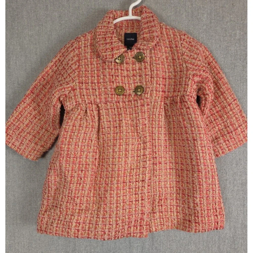 2011 Baby Gap Girls 6-12 Months Wool Dress Coat Barbie Pink Princess Fairy Lined